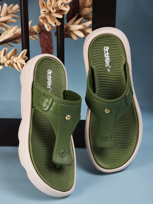 Action Women’s Thong Flip-Flops-APTW-106-Olive-Beige-6 - Image 2