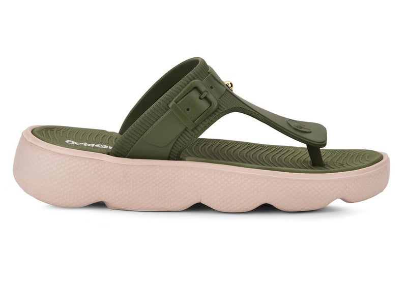 Action Women’s Thong Flip-Flops-APTW-106-Olive-Beige-6 - Image 4