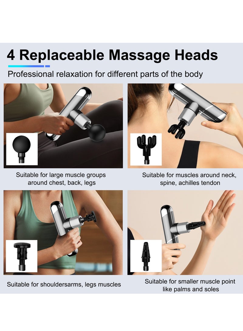 Necomi Mini Massage Gun, Deep Tissue Massager, Handheld Travel Massager, 6 Speed with 4 Massage Heads, Muscle Massager for Back Pain Relief  - Image 3