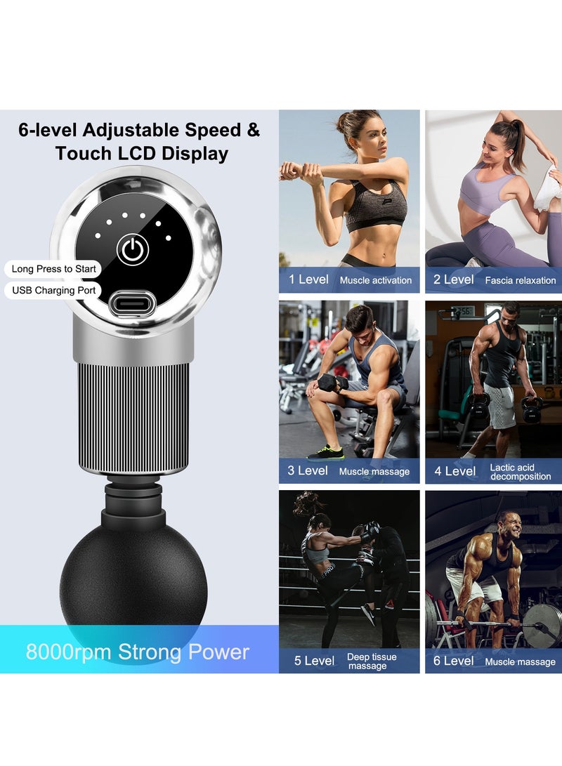 Necomi Mini Massage Gun, Deep Tissue Massager, Handheld Travel Massager, 6 Speed with 4 Massage Heads, Muscle Massager for Back Pain Relief  - Image 2