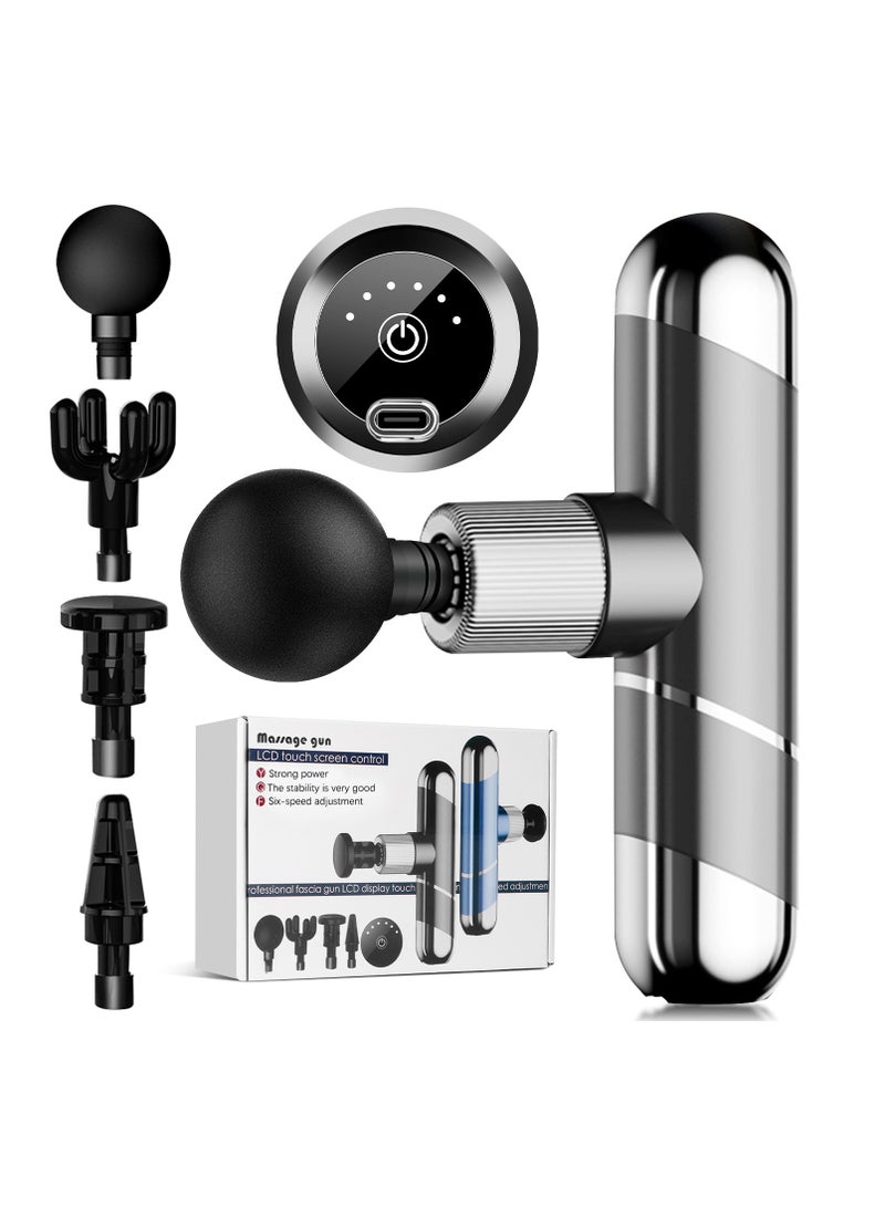 Necomi Mini Massage Gun, Deep Tissue Massager, Handheld Travel Massager, 6 Speed with 4 Massage Heads, Muscle Massager for Back Pain Relief  - Image 1
