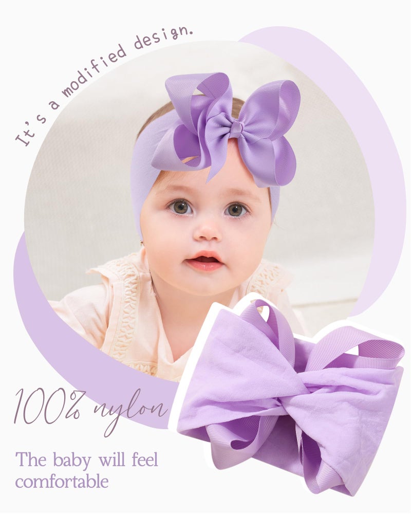 doboi Baby Girl Headbands, 12pcs Nylon Headbands with Big Baby Bows, Hair Accessories for Infant Newborn Toddler - Image 3