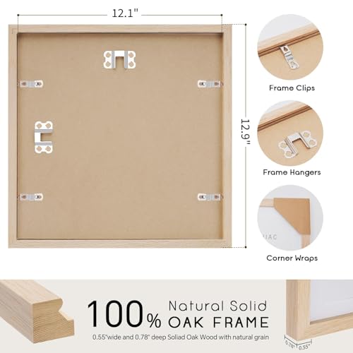 puthiac 12x12 Oak Wood Picture Frame - Minimalist 12x12 Poster Frame, 12"x12" Picture Frame Wood, Natural Solid Wooden Picture Frames for Wall Art Photo and Prints(1 Pack, Beige) - Image 3