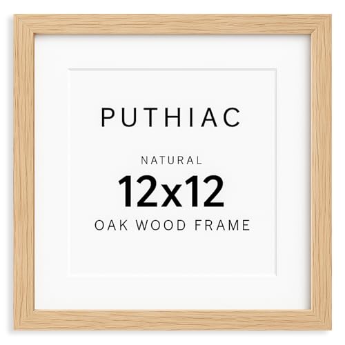 puthiac 12x12 Oak Wood Picture Frame - Minimalist 12x12 Poster Frame, 12"x12" Picture Frame Wood, Natural Solid Wooden Picture Frames for Wall Art Photo and Prints(1 Pack, Beige) - Image 1