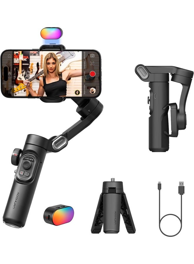 AOCHUAN Smart XE KIT Gimbal, 3 Axis Image Stabilizer for Phone, Foldable Gimbal for Smartphone, with Zoom Slider, TikToka, YouTube, Vlogging Gimbal for iPhone and Android Devices - Image 1