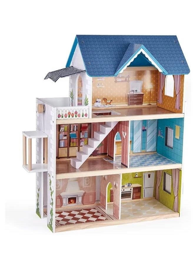 Nano Classic Dream House Pretend Play Kids Wooden Doll House Toy(80.6 * 26.3 * 60.4cm) for Girls with 80cm Height  - Image 4