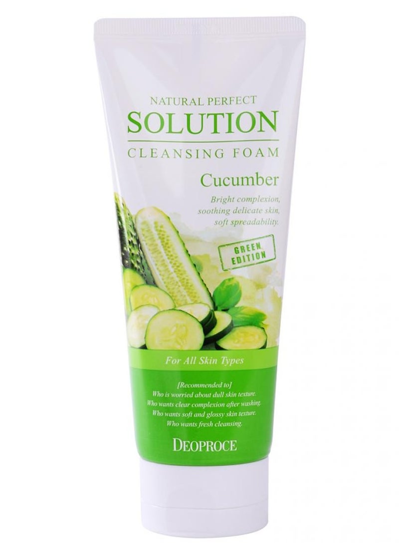 DEOPROCE - DEOPROCE NATURAL PERFECT  SOLUTION CLEANSING FOAM GREEN  EDITION CUCUMBER 170g - Image 1
