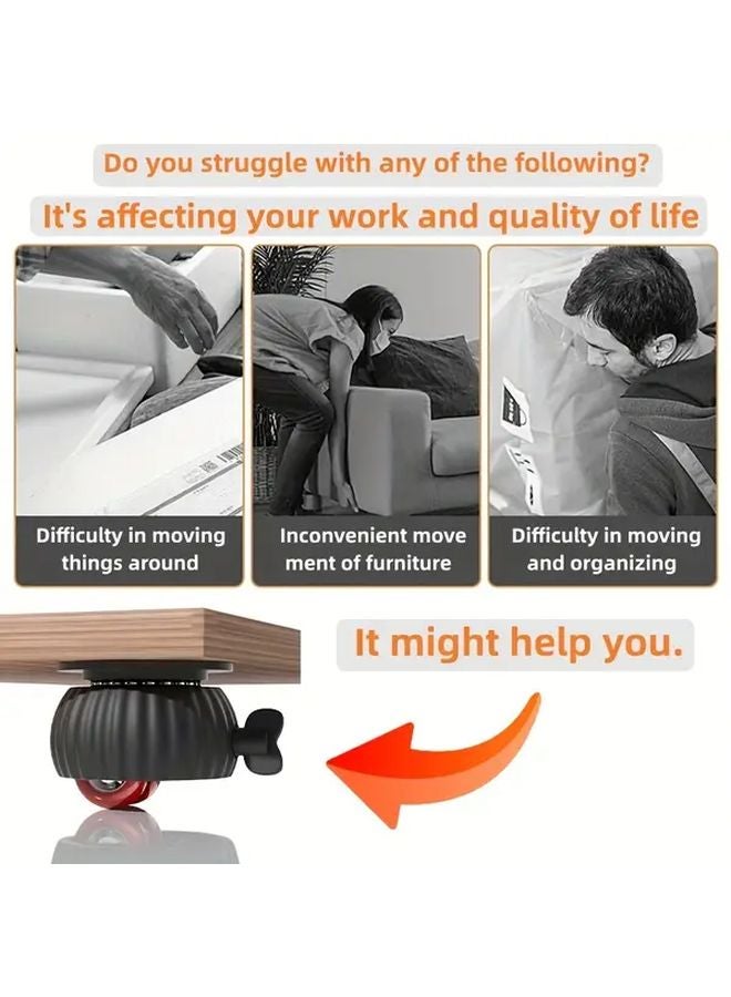 4 قطع من العجلات الدوارة البيضاء ذات القفل، عجلات دوارة 360 درجة لتحريك الأثاث - Image 5