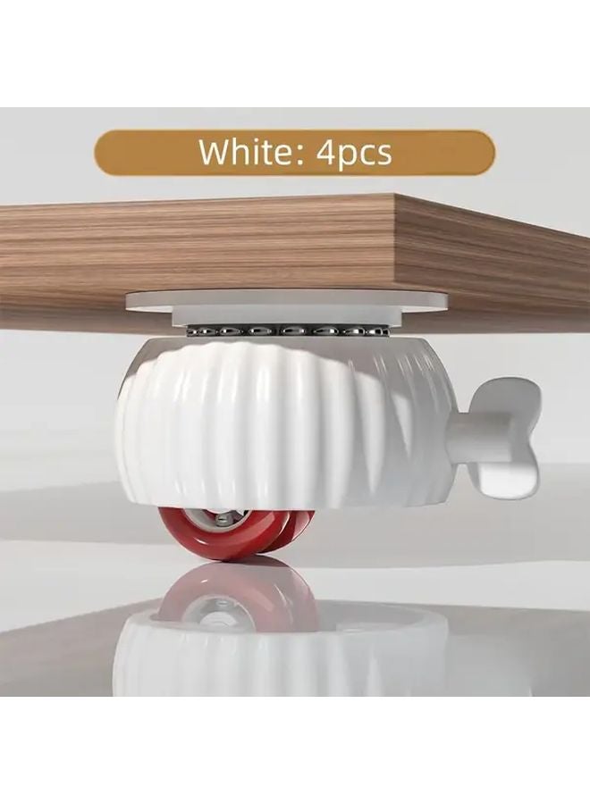 4 قطع من العجلات الدوارة البيضاء ذات القفل، عجلات دوارة 360 درجة لتحريك الأثاث - Image 1
