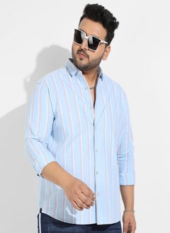 Instafab Plus Instafab Plus Men's Blue Striped Cotton Shirt  - Image 1