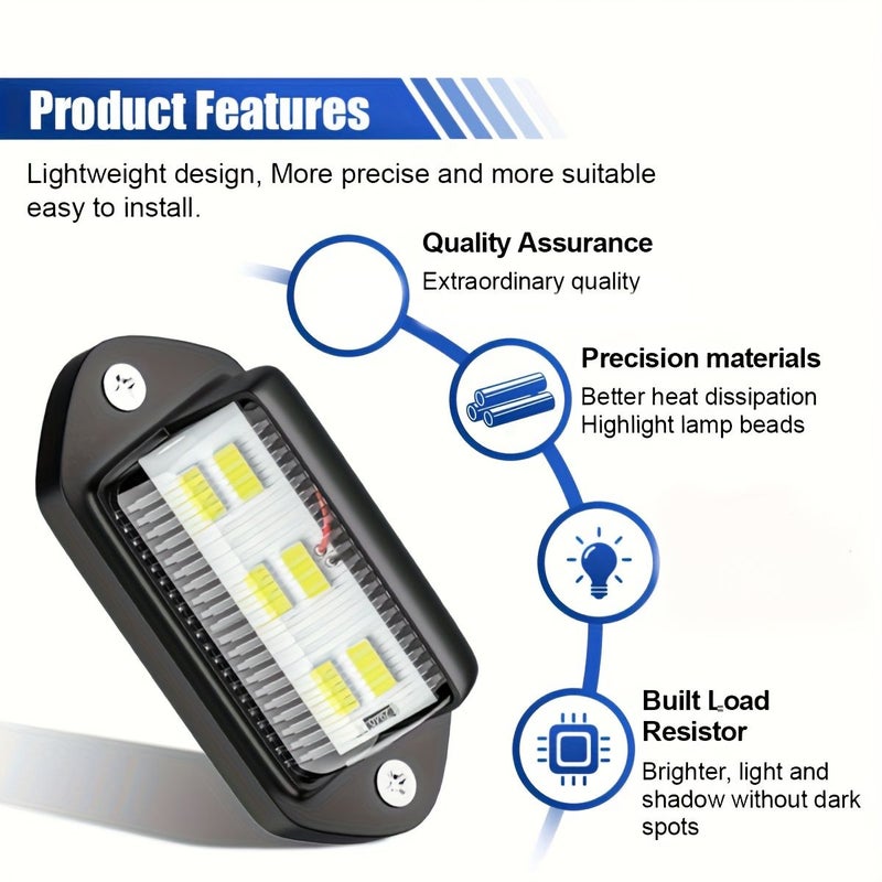 2 Pack 6 SMD LED License Plate Light For Truck SUV Trailer Van Cargo Lamp - Image 3