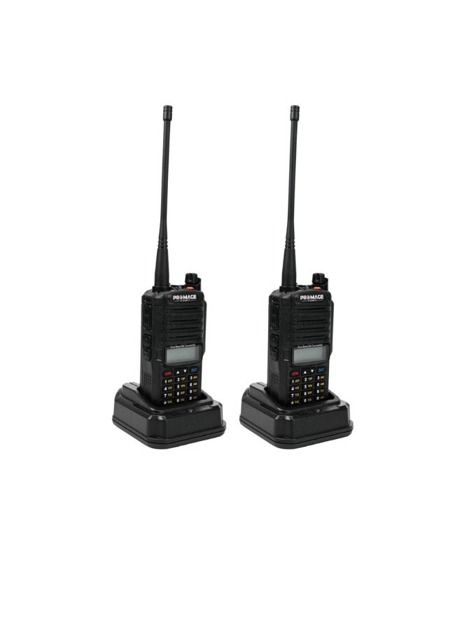 PROMAGE Promage Connect PC-WT900 PLUS Two-Way Radio Two Pack with Earpiece – Dual Band, Auto Backlight, Time-Out Timer, Voice Prompt, Auto Keypad Lock, Emergency Alarm, Built-in Flashlight, Low Battery Warning | 2-Pack  - Image 1