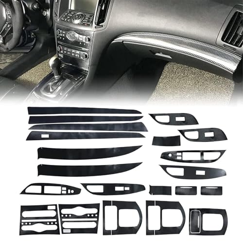 FZJDSD 3D Carbon Fiber Pattern Interior DIY Trim Decals Compatible with Infiniti G25 G37 2007 2008 2009 2010 2011 2012 2013 Available On 4 Doors Models Only - Image 1