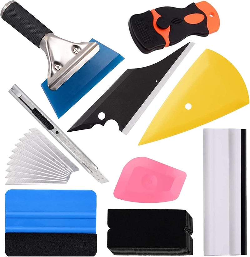 Ehdis ® Car Window Tint Tool Window Wrapping Tint Vinyl Installing Tool: Squeegees, Plastic Scrapers, Film Cutters, Felts - Image 1