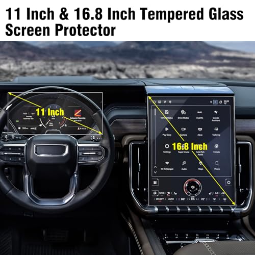 Moonlinks 2PCS 16.8in Navi+11in Dash Tempered Glass Screen Protector Compatible with 2024 2025 Sierra EV & 2025 GMC Yukon 11 Inch Instrument Cluster 16.8 Inch Navigation Touchscreen Protector - Image 3