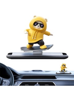Skateboarding Bear Car Decor, Car skateboard bear sliding ornaments, Dashboard Ornament, Funny Skateboard Bear Decoration, Car Accessories for Car Interior Decor (Yellow)
