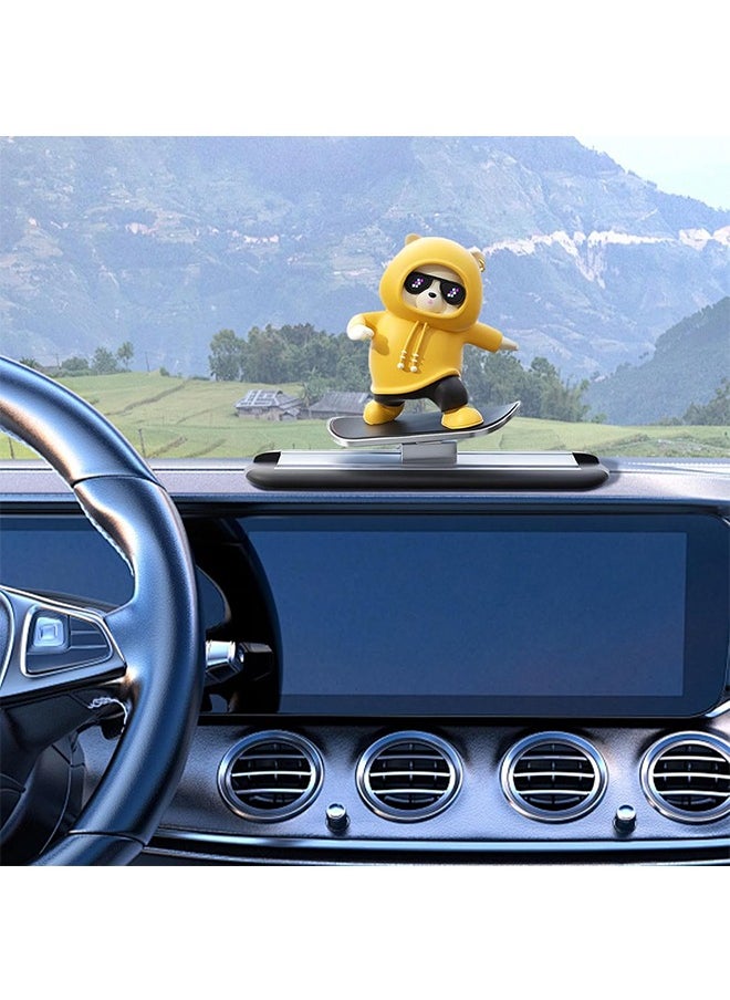 Generic - Skateboarding Bear Car Decor, Car skateboard bear sliding ornaments, Dashboard Ornament, Funny Skateboard Bear Decoration, Car Accessories for Car Interior Decor (Yellow) - Image 1