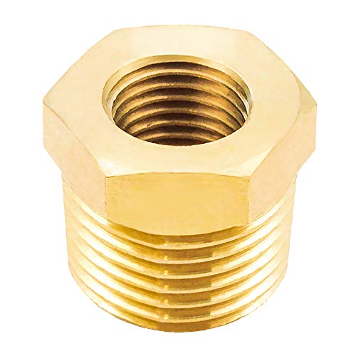 Joywayus Brass Reducing Hex Bushing 1/2" NPT Male to 1/4" NPT Female Pipe Fitting Reducer Adapter(Pack of 5) - Image 3