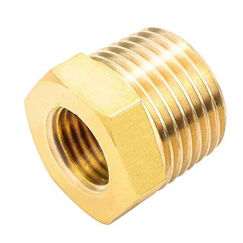 Joywayus Brass Reducing Hex Bushing 1/2" NPT Male to 1/4" NPT Female Pipe Fitting Reducer Adapter(Pack of 5) - Image 4
