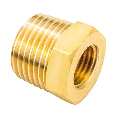Joywayus Brass Reducing Hex Bushing 1/2" NPT Male to 1/4" NPT Female Pipe Fitting Reducer Adapter(Pack of 5) - Image 5