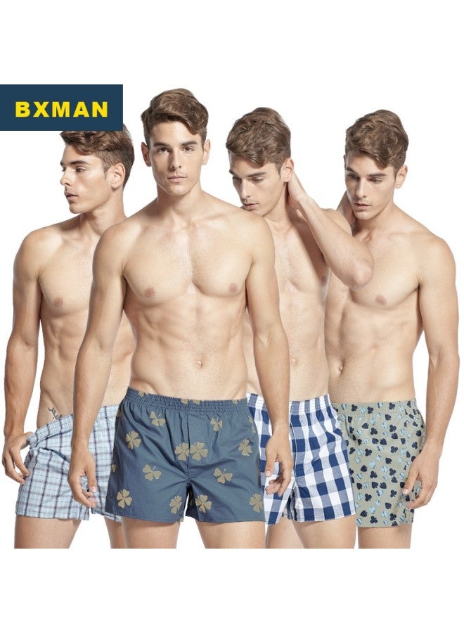 Bxman ملابس داخلية رجالية فضفاضة، سراويل داخلية رجالية، سراويل أرو مصنوعة من القطن المنسوج، سراويل نوم متوسطة الارتفاع، 4 قطع 289 مجموعة، 170م - Image 1