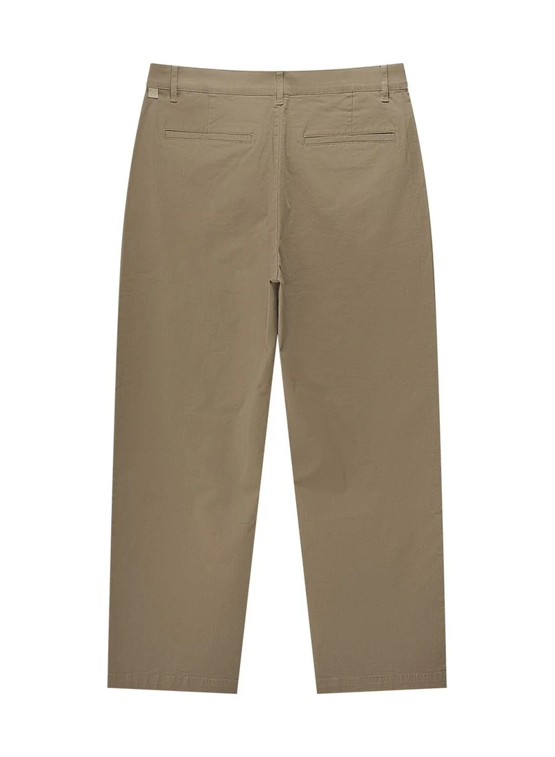 GIORDANO Men’s Relaxed Straight Cotton Stretch Khaki Pants