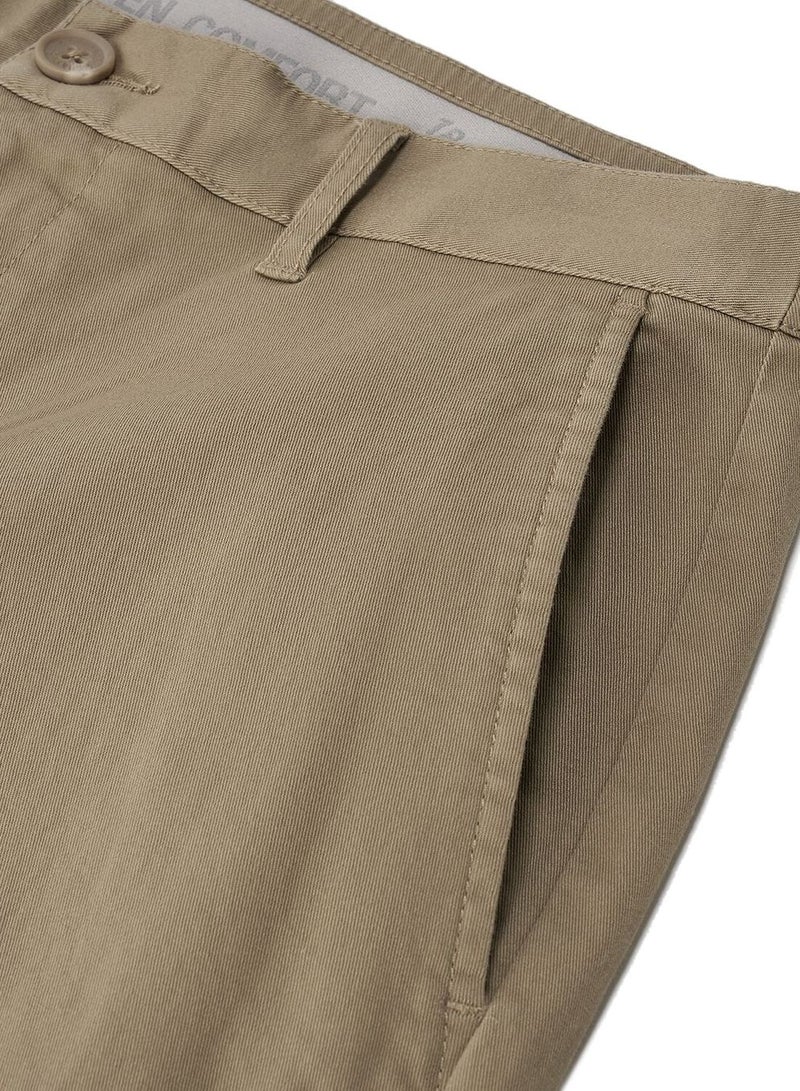 جيوردانو بنطلون رجالي قطن مطاطي بقصة مستقيمة مريحة كاكي - Image 4