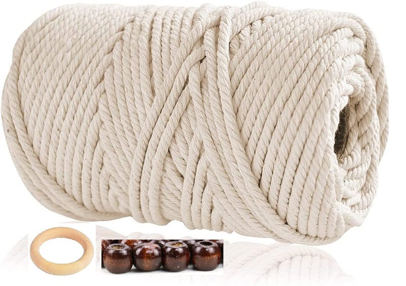 BSPS Twisted 3 Ply OffWhite Color Cotton CordRopeDori 100m 4mm Thread for DIY and Other Projects Model Thread_73 - Image 1