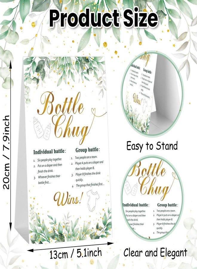 Oitnlaughter 6 Sets Bottle Chug Baby Shower Game Baby Shower Favor Green Funny Plastic Bottles Disposable Diapers Greenery Eucalyptus Themed Sign for Gender Reveal Games Changing Diaper Race Game Decoration - Image 2