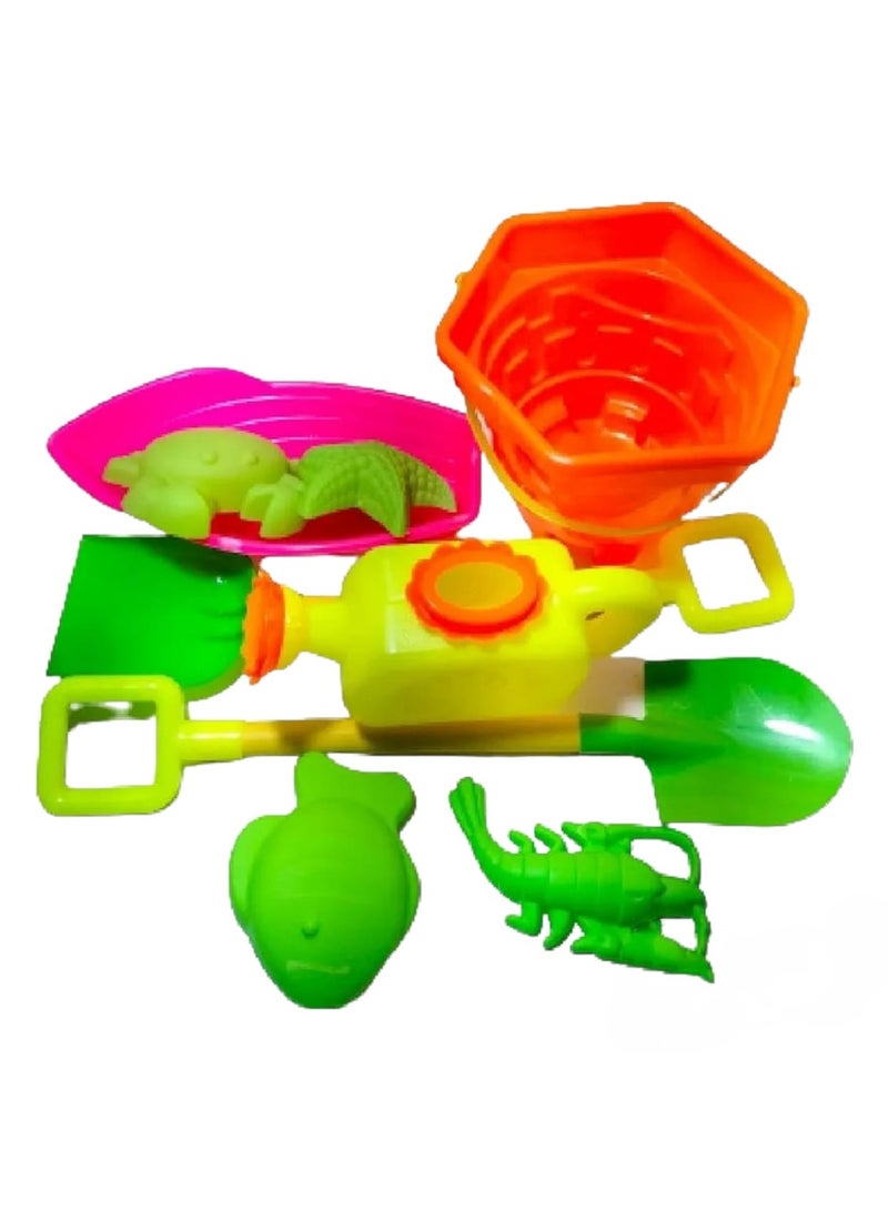 Kids Beach Toy Set – Bucket, Shovels & Sea Animal Molds – Fun & Educational Sand Toys in Vibrant Colors - Image 1