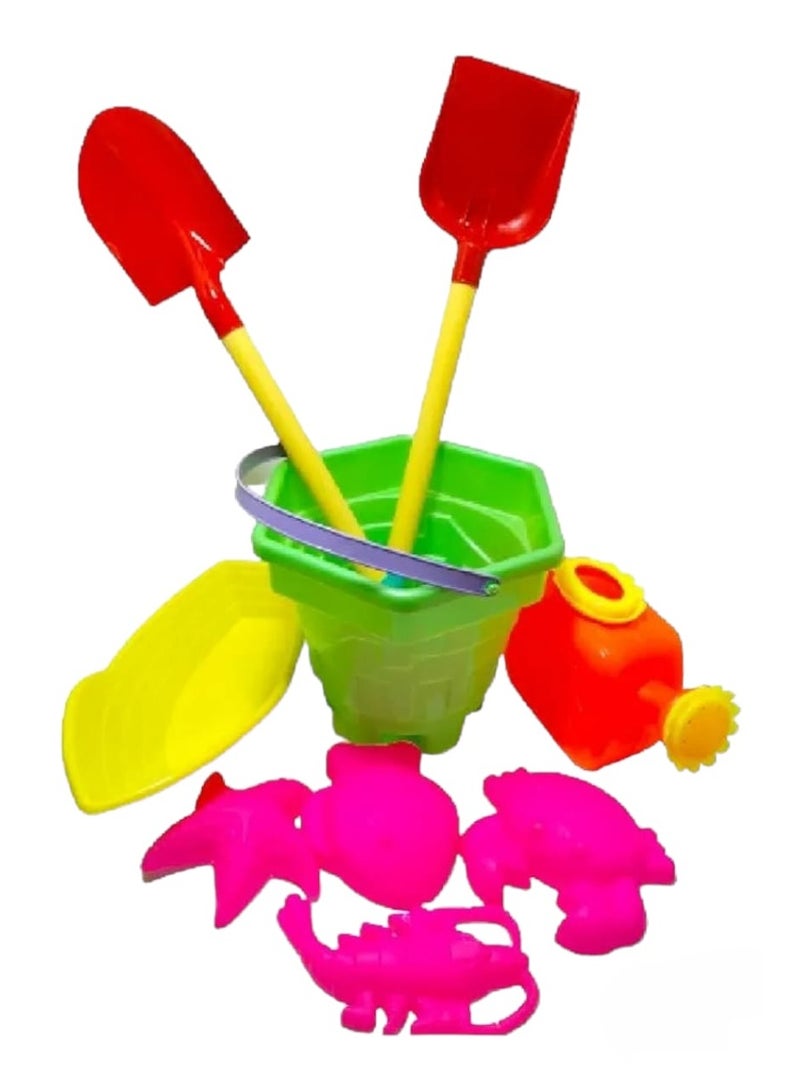 Kids Beach Toy Set – Bucket, Shovels & Sea Animal Molds – Fun & Educational Sand Toys in Vibrant Colors - Image 2