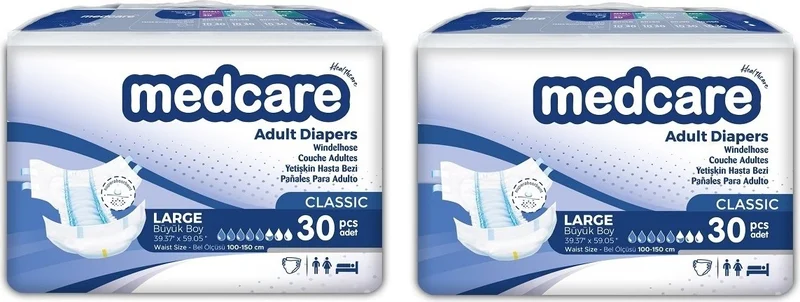 MedCare Adult Diaper Large Classic (Big Size) L 60 Pcs