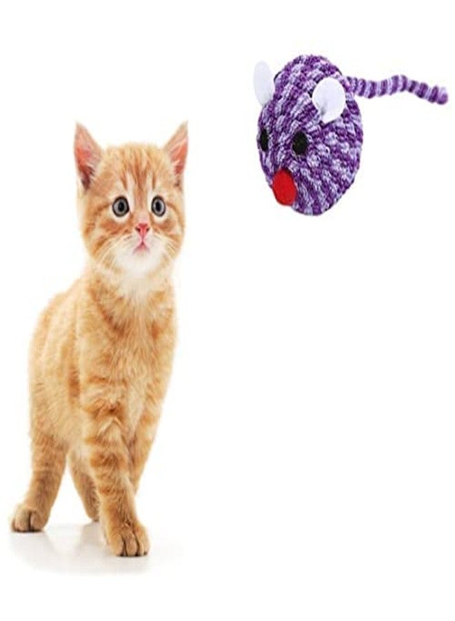 KUTKUT Adorable Plush Ball Molar Toy Mouse Head Cat Playing Props Cat Teaser Bell (Purple Color) pet Toy - Image 2