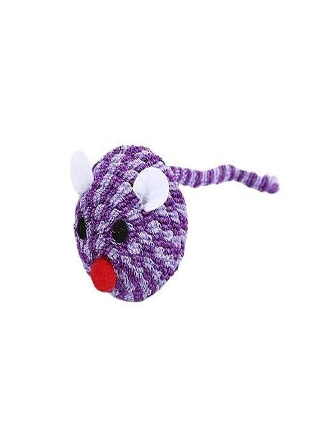 KUTKUT Adorable Plush Ball Molar Toy Mouse Head Cat Playing Props Cat Teaser Bell (Purple Color) pet Toy - Image 4