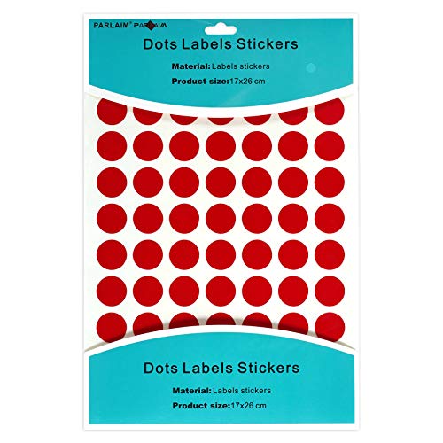 PARLAIM 1050 0.75" Round Red Circle Stickers, 6.9" x 10" Sheet, 15 Sheets, Colored Dot Stickers 3/4 inch Label Red - Image 2