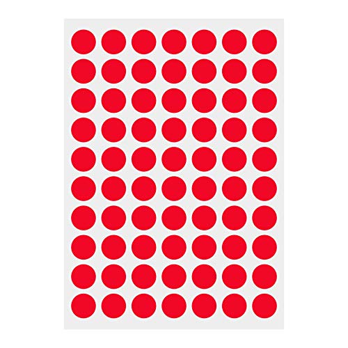 PARLAIM 1050 0.75" Round Red Circle Stickers, 6.9" x 10" Sheet, 15 Sheets, Colored Dot Stickers 3/4 inch Label Red - Image 1