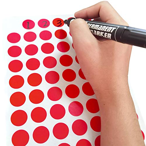 PARLAIM 1050 0.75" Round Red Circle Stickers, 6.9" x 10" Sheet, 15 Sheets, Colored Dot Stickers 3/4 inch Label Red - Image 3
