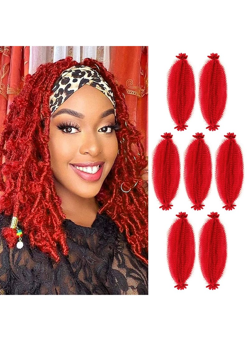 Youngther - Springy Afro Twist Hair 16 inch 7 packs Soft Crochet Locs Twist Afro Hair For Distress Locs crochet hair Synthetic Marley Twist Braiding Hair Extension For Black Women16inch Red - Image 1