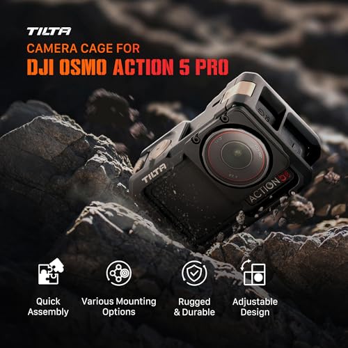Tilta Full Camera Cage Base Kit Compatible with DJI Osmo Action 3, Action 4, Action 5 Pro (Titanium Gray) | Magnetic 1/4″-20 Baseplate | Cold Shoe Mounts | Magnetic Mount Design | Shock-Absorbing - Image 5