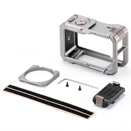 Tilta Full Camera Cage Base Kit Compatible with DJI Osmo Action 3, Action 4, Action 5 Pro (Titanium Gray) | Magnetic 1/4″-20 Baseplate | Cold Shoe Mounts | Magnetic Mount Design | Shock-Absorbing - Image 4