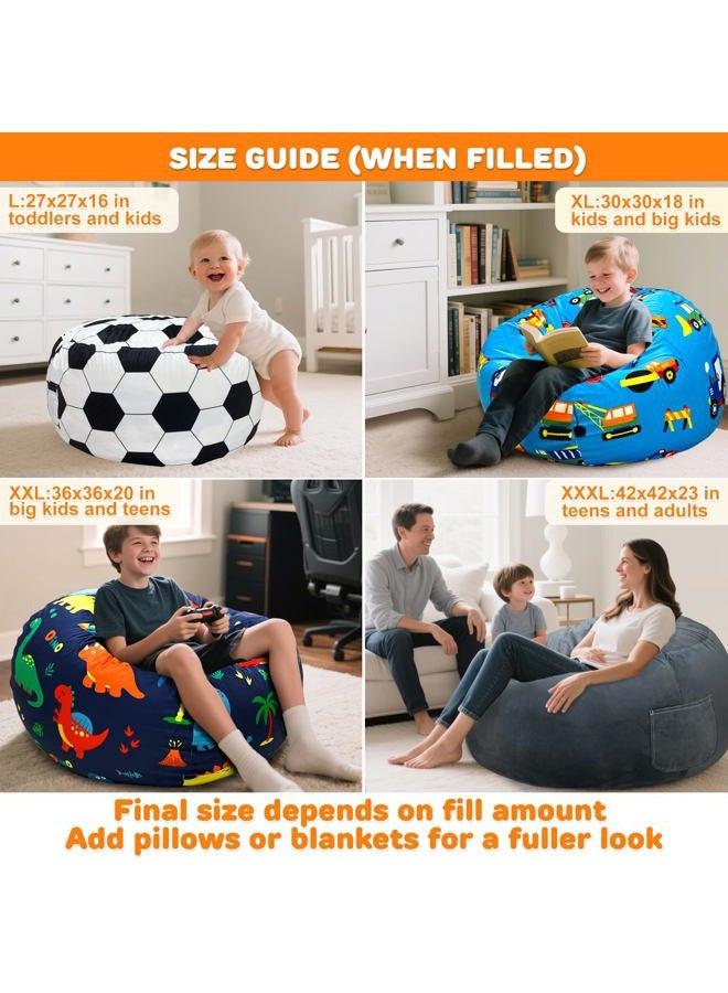 Lukeight Dinosaur Stuffed Animals Storage Bean Bag Chair Cover for Kids Toddlers, Cozy Velvet Plush Toy Organizer Seat, Cover Only, No Filling Included, Long YKK Zipper, Side Pocket, Large 27 x 16 in - Image 4