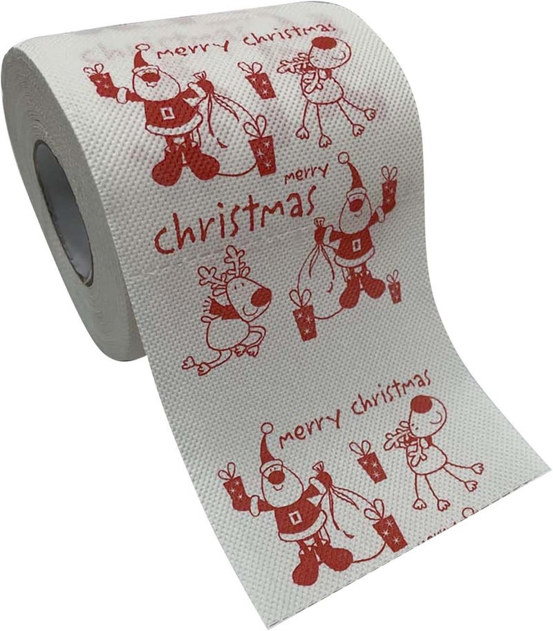 comfrt Rolls Christmas Toilet Paper Decorations, Christmas Tree and Santa Claus Printed Tissue Napkins for Xmas Gift, Santa Claus Bath Toilet Roll Paper Christmas Supplies Xmas Decor - Image 1