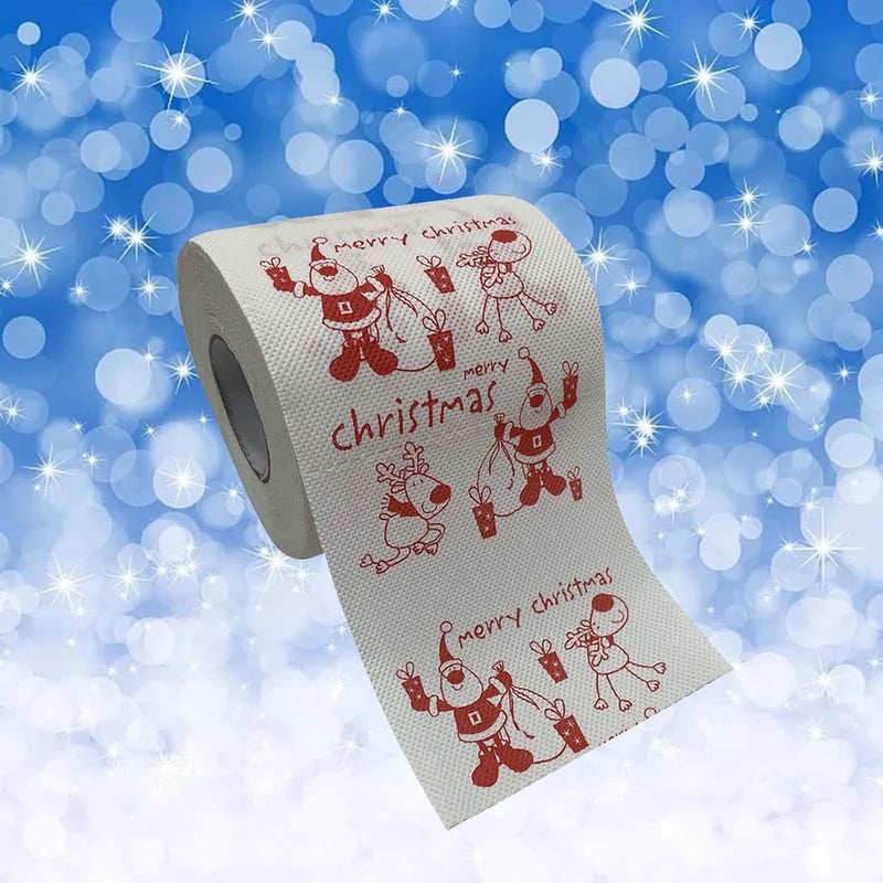 comfrt Rolls Christmas Toilet Paper Decorations, Christmas Tree and Santa Claus Printed Tissue Napkins for Xmas Gift, Santa Claus Bath Toilet Roll Paper Christmas Supplies Xmas Decor - Image 4