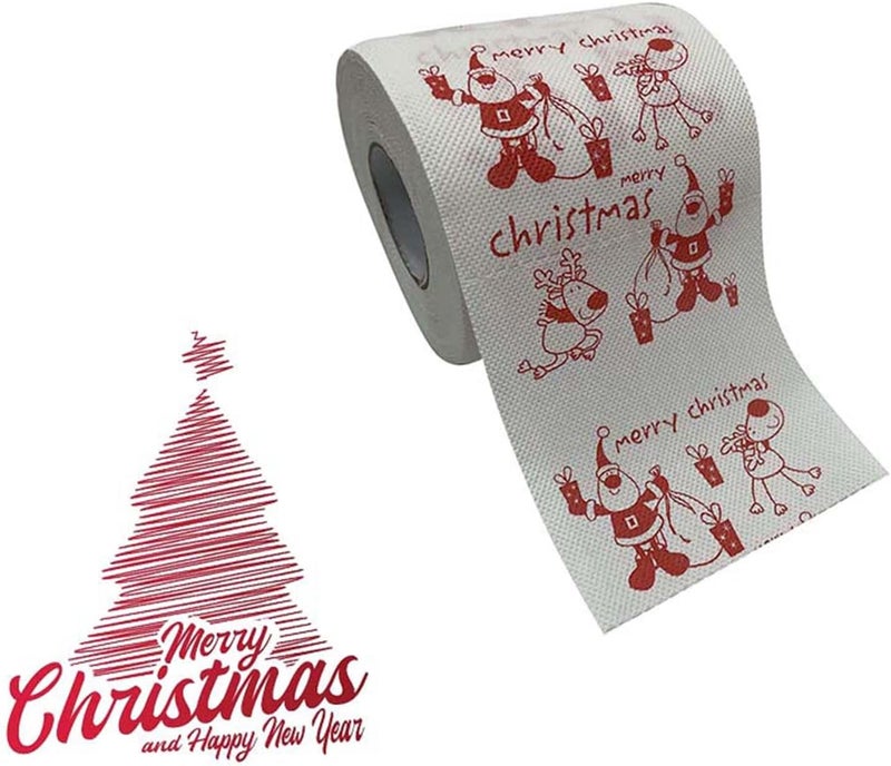 comfrt Rolls Christmas Toilet Paper Decorations, Christmas Tree and Santa Claus Printed Tissue Napkins for Xmas Gift, Santa Claus Bath Toilet Roll Paper Christmas Supplies Xmas Decor - Image 5