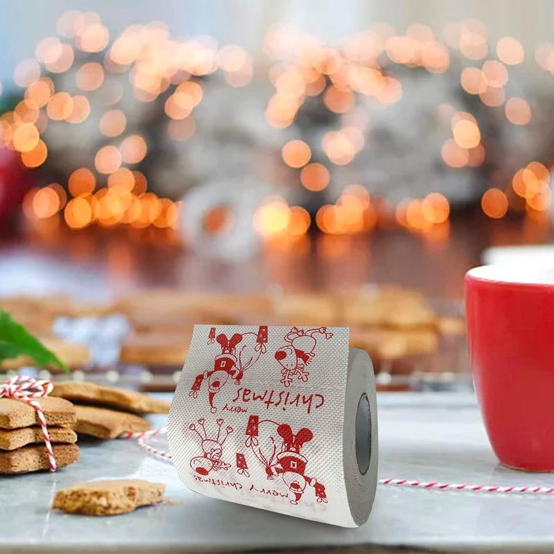 comfrt Rolls Christmas Toilet Paper Decorations, Christmas Tree and Santa Claus Printed Tissue Napkins for Xmas Gift, Santa Claus Bath Toilet Roll Paper Christmas Supplies Xmas Decor - Image 3