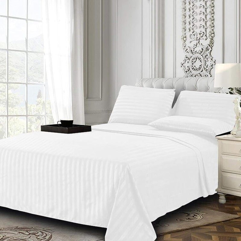 FOAM CRAFT® Hotel Quality 6-Piece Stripe Bed Sheet Set - White, Full - Image 1
