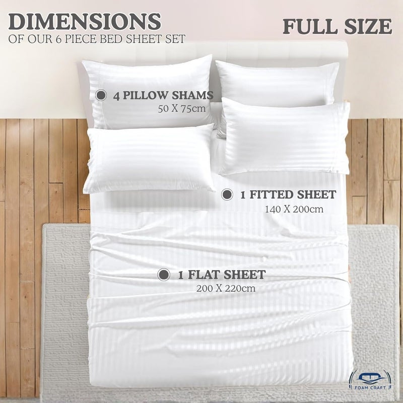 FOAM CRAFT® Hotel Quality 6-Piece Stripe Bed Sheet Set - White, Full - Image 2