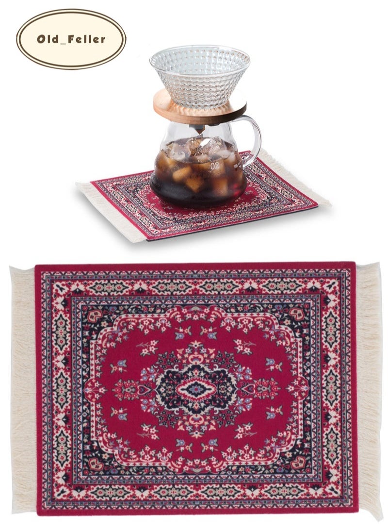 Old_Feller - Vintage Tassel Coffee Mat, Coffee Cup Mat, Coffee Maker Mat, V60 Pour Over Coffee Mat, Table Mat, Mouse Pad 18*27cm - Image 1