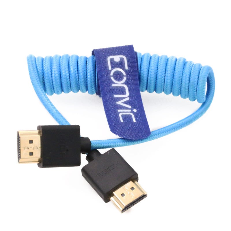 Eonvic 2.1 HDMI Coiled Cable 8K HDMI to HDMI Cable High Speed Thin HDMI Male to Male Extender Braided Coiled Cable for Atomos Ninja V, Sony a7siii, Portkeys BM5 Monitor - Image 1