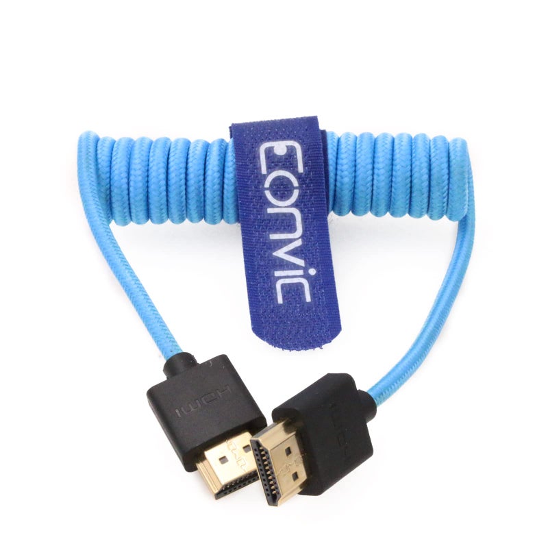 Eonvic 2.1 HDMI Coiled Cable 8K HDMI to HDMI Cable High Speed Thin HDMI Male to Male Extender Braided Coiled Cable for Atomos Ninja V, Sony a7siii, Portkeys BM5 Monitor - Image 2